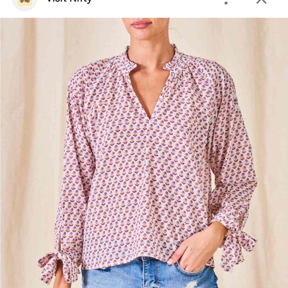 Mabe Long Sleeve Top, Suvi Print Blue